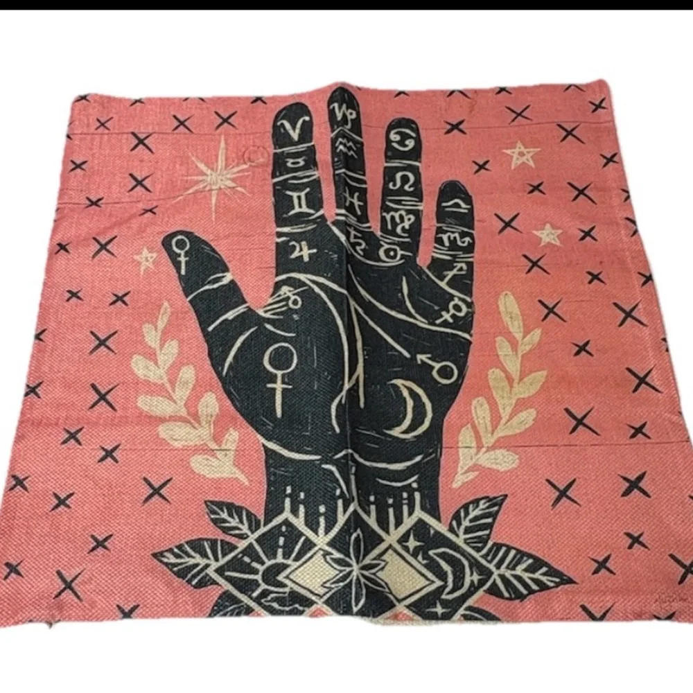 Pink Pillow Cover 18X18  Home Decorations, Tarot, Hamsa Hand, palmistry, Goth